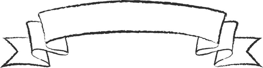 Chalk stroke ribbon banner vector illustration. White chalk style ribbons and curved labels with empty spaces for message