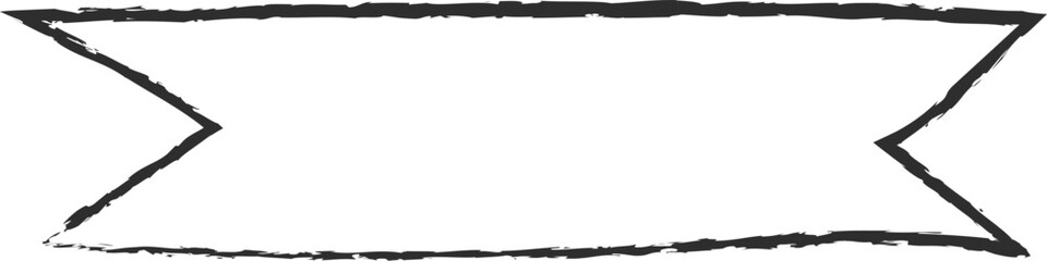 Chalk style sketchy ribbon vector illustration. Hand drawn elegant banner with curved ribbon sketch and curled doodle flag for vintage cafe board menu design