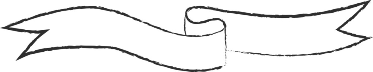 Chalk style sketchy ribbon vector illustration. Hand drawn elegant banner with curved ribbon sketch and curled doodle flag for vintage cafe board menu design