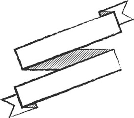 Chalk stroke blank label ribbon vector illustration. Vintage design white chalk style ribbon labels or curved scroll flags with blank space for premium offer advertising or celebration marketing