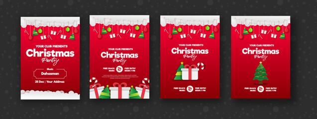 Set of christmas party poster template with Flat design style