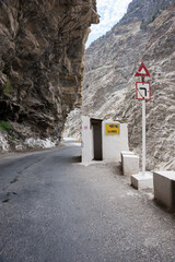 Ladies toilets alongside of a road in India