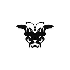 Butterfly combination with a wolf. Logo design.