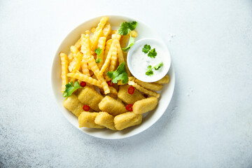 Traditional homemade fish and chips