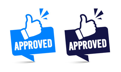 Label Set With Thumbs Up Icon And Text Approved