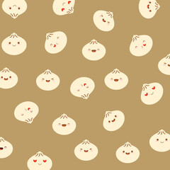 dimsum cute patternbacground food illustration vector