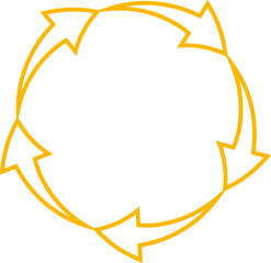 Contour circle arrows set vector illustration. Collection of blue and orange circular arrows, reuse or motion pictograms and reload or refresh icons for presentation, website or infographics