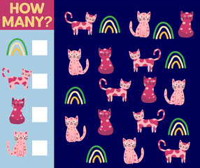 How many Cat, game for children. printable worksheet