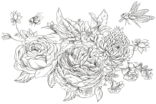 Royal monochrome roses transparent png