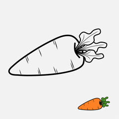 Carrot coloring book illustration. Use for children book. Stock vector.