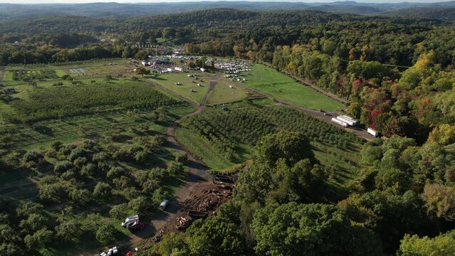 Apple Farm In Upstate New York. Aerial Shot