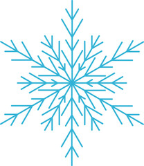 Frozen snowflake symbol collection vector illustration. SImple line blue snowflakes isolated on white background for abstract christmas celebration design or winter season decoration ornament