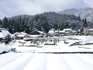 京都　大原の雪景色