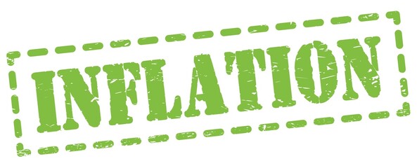 INFLATION text written on green stamp sign.