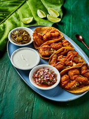 Bandeja de Tacos mexicanos preparados en Colombia con amor