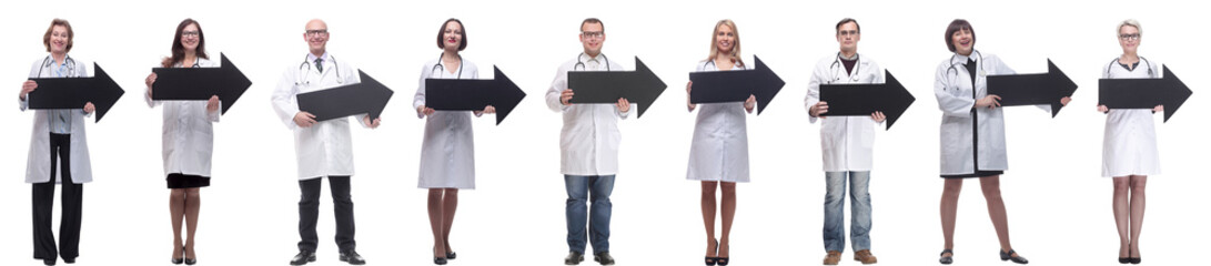 group of successful business people with black arrow