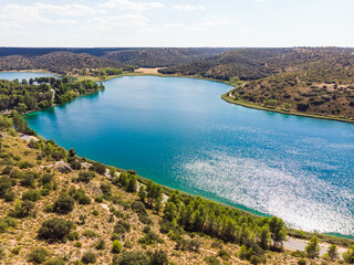 Lagunas de Ruidera, Albacete and Ciudad Real - Panning - Laguna Colgada, Small waterfalls, Natural...