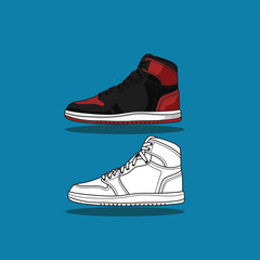 Sneaker shoe . Concept. Flat design. Vector illustration. Sneakers in flat style. Sneakers side view. Fashion sneakers.