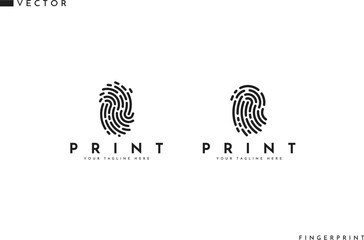 Abstract fingerprint logo. Outline style