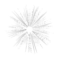 Fototapeta premium Vintage Sunburst, Black and White Sun Vector Icon, Bursting Sun Rays, Star Pictograph, Speed Lines
