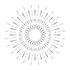 Obraz premium Vintage Sunburst, Black and White Sun Vector Icon, Bursting Sun Rays, Star Pictograph, Speed Lines