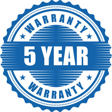 5 year warranty stamp badge isolated on white background. warranty label