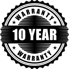 10 year warranty stamp badge isolated on white background. warranty label	