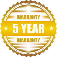 5 year warranty stamp badge isolated on white background. warranty label