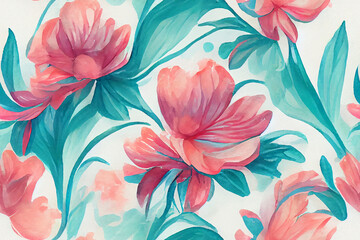 Fototapeta premium Floral watercolor illustration.Hand composition.Seamless pattern.Designs for cover, fabric, textiles, wrapping paper.