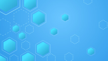 Obraz na płótnie Canvas Blue technology background with hexagon pattern and lights. Abstract hexagon background for medical, technology or science design. Vector illustration