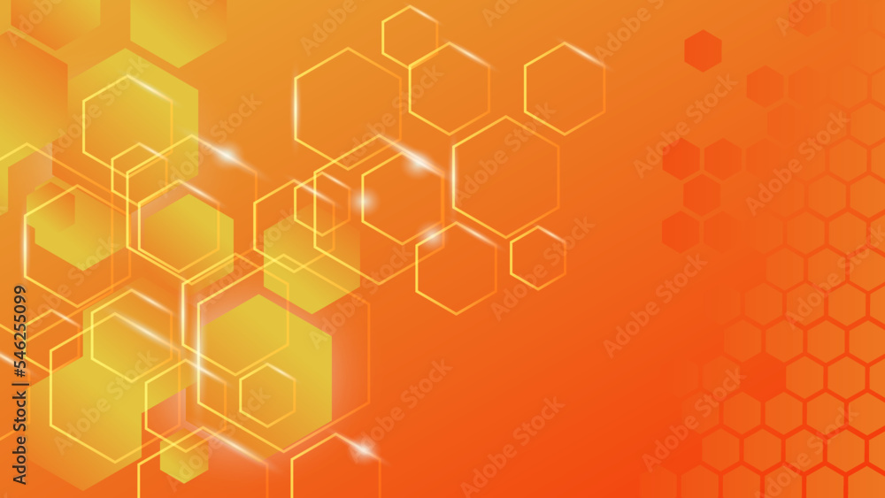 Wall mural Abstract hexagonal red and orange color technology background - Wall murals