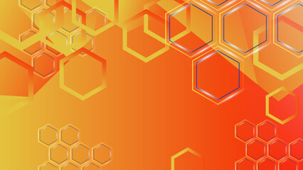 Abstract hexagonal red and orange color technology background