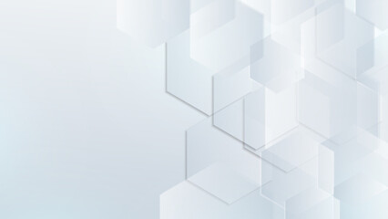 White hexagon concept design abstract technology background vector illustration
