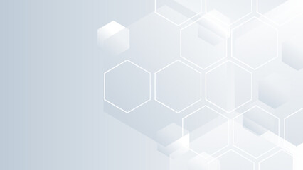 White hexagon concept design abstract technology background vector illustration