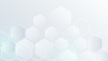 White hexagon concept design abstract technology background vector illustration