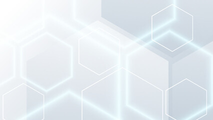 White hexagon concept design abstract technology background vector illustration