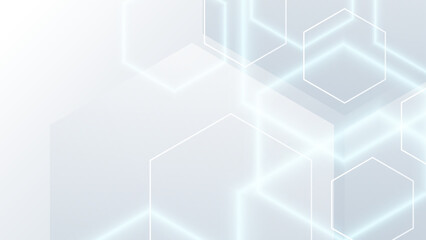 White hexagon concept design abstract technology background vector illustration