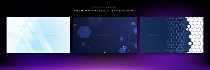 Fototapeta premium Hexagonal abstract metal technology background with light