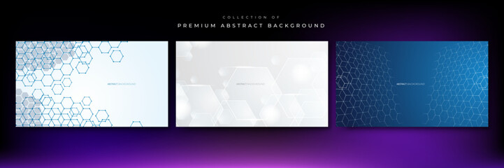 Fototapeta premium Hexagonal abstract metal technology background with light
