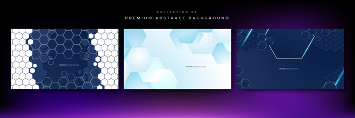 Fototapeta premium Hexagonal abstract metal technology background with light