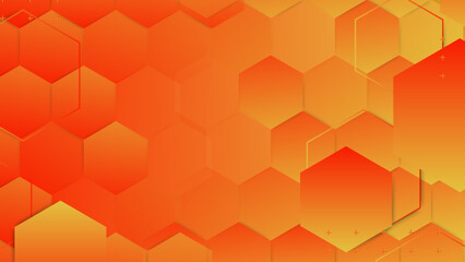 Abstract hexagonal orange color technology background