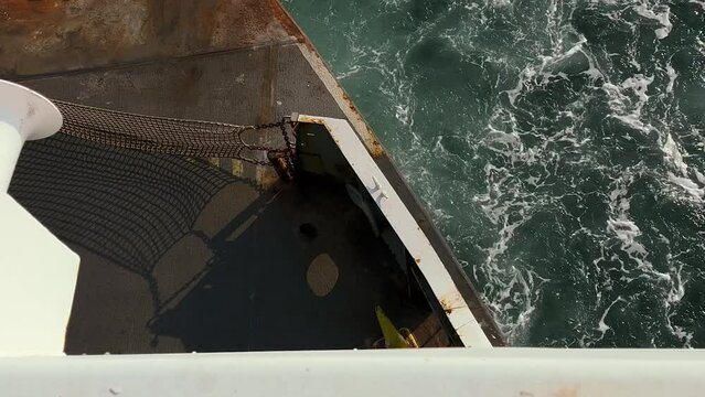 Waves From A Cruising San Juan Islands Ferry Boat In Orcas Island, Anacortes, Washington, USA. High Angle