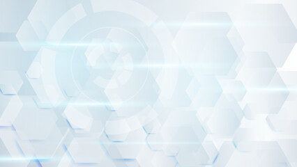 Abstract. Hexagon white background , blue light and shadow. Vector illustration