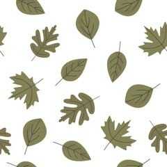 Seamless leaft pattern background for decoration and ornament with yellow color. Flat vector design.