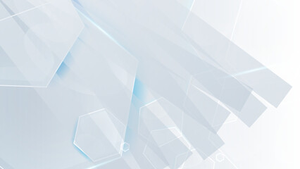 Abstract. Hexagon white background , blue light and shadow. Vector illustration