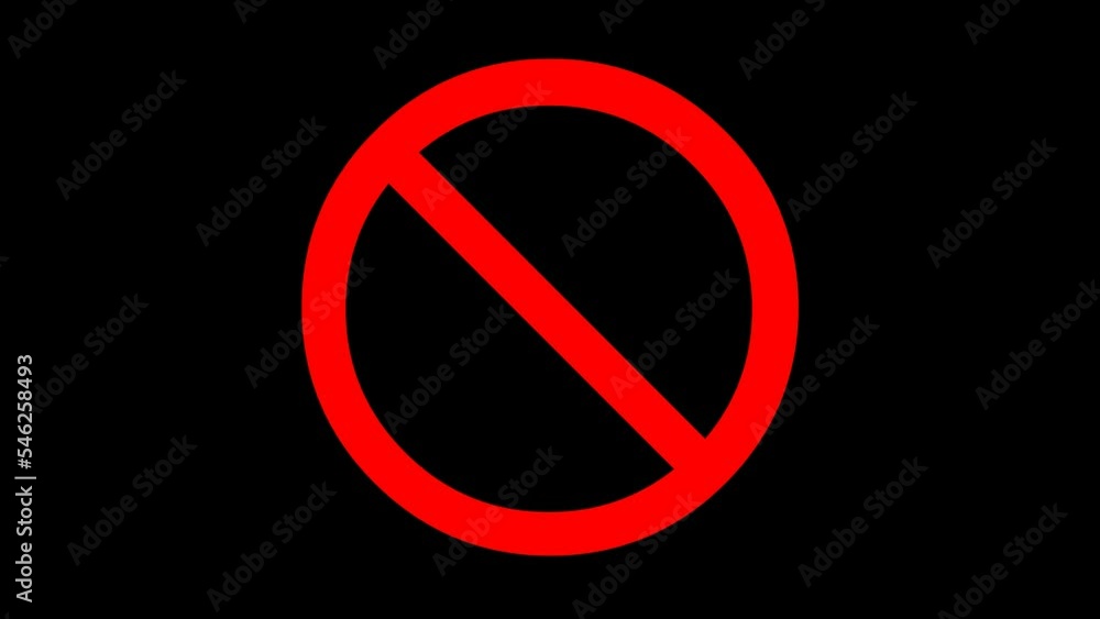 Poster animation of forbidden traffic signaling, on a transparent background with zero alpha channel
