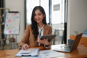 Business Documents, Auditor businesswoman searching document legal prepare paperwork and report for...