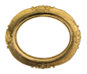 antique oval gold frame, png file