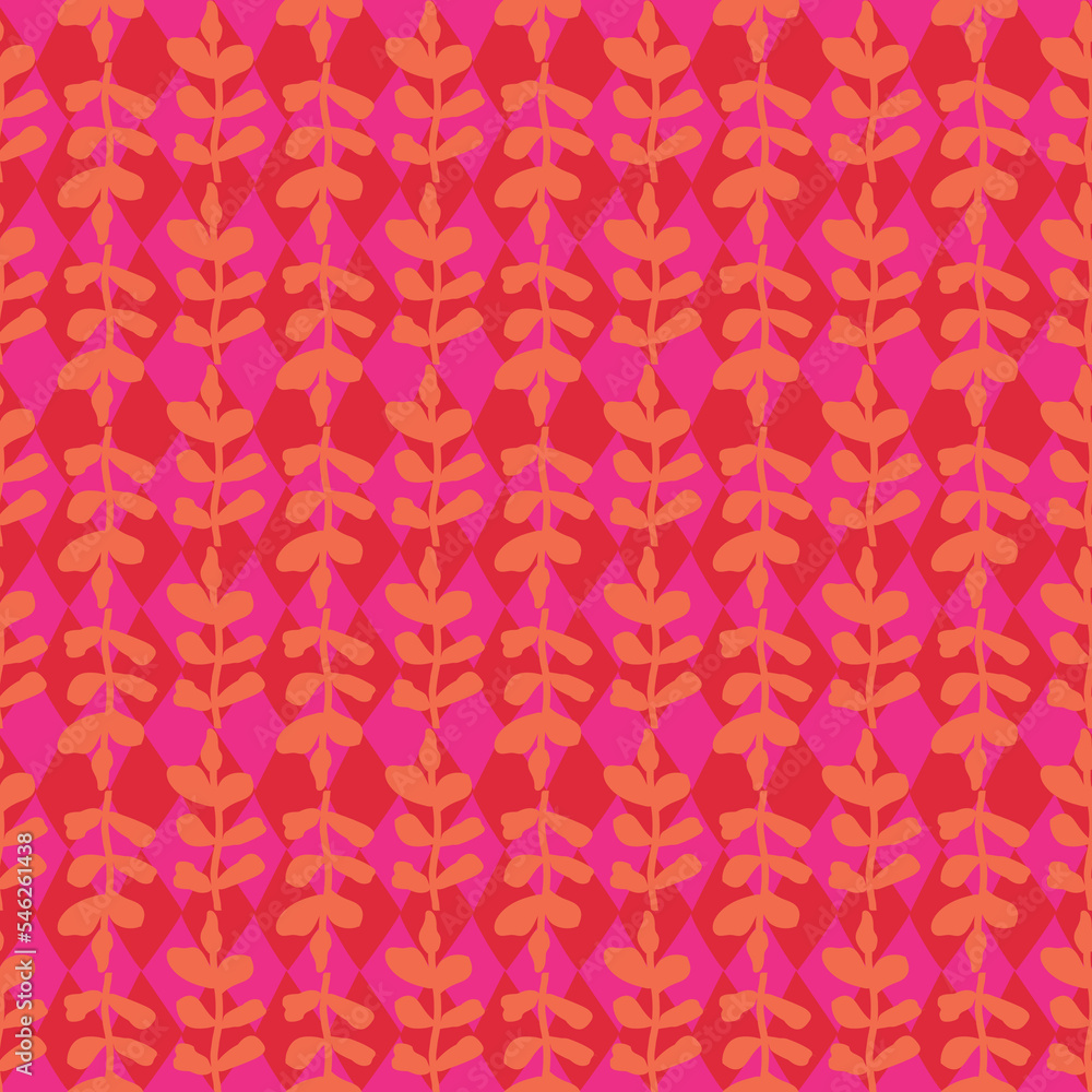 Poster seamless repeat pattern print background with twigs and squares
