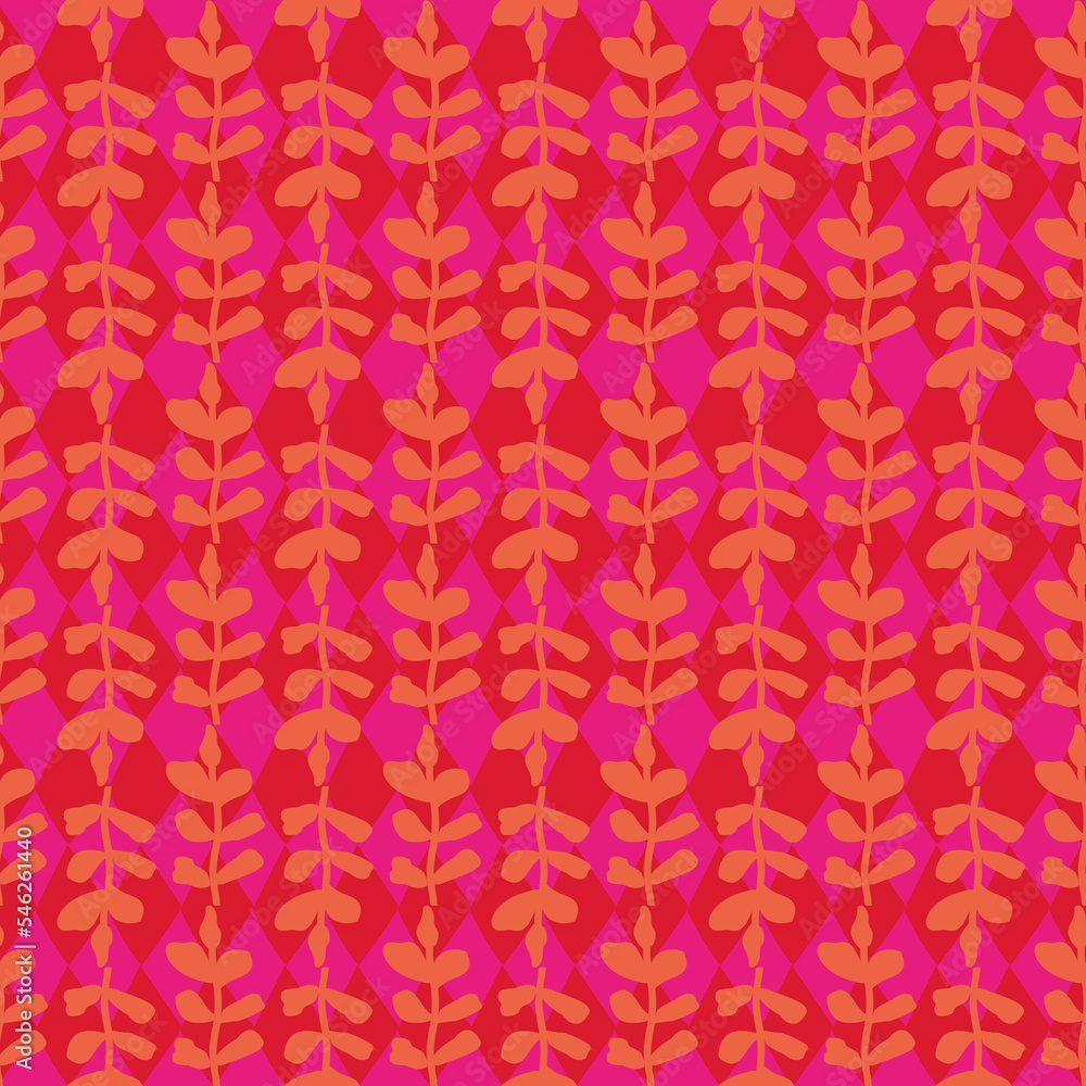 Poster seamless repeat pattern print background with twigs and squares